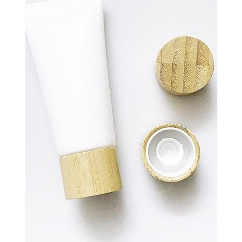 Wholesale 60ml White Hose Cream Bottles Wood Cap Cream Soft Tubes Creamy Make Up Base Containers Cosmetic Refillable Tubes