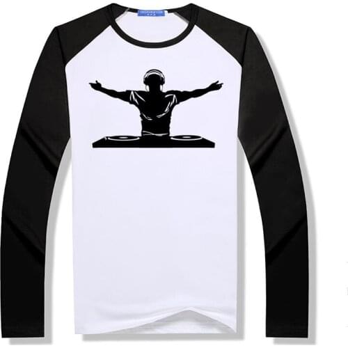 DJ Music Disco Headphone Bar Nightclub T Shirt Long Sleeve Modal Tee Shirt Round Neck crash T Shirt O Neck raglan Plus Size Tees