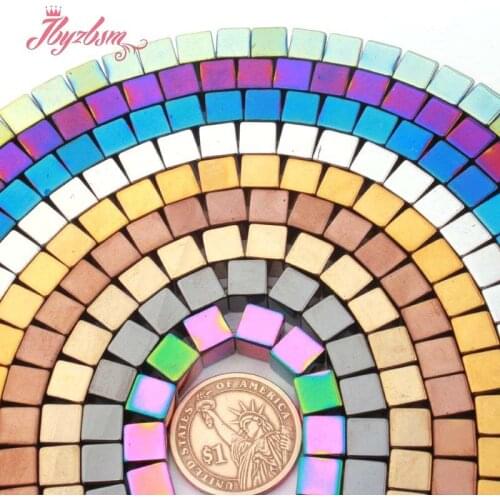 8x8mm Smooth Cube Square Hematite Beads Natural Stone Beads For DIY Necklace Earring Bracelet Jewelry Making 15" Free Shipping