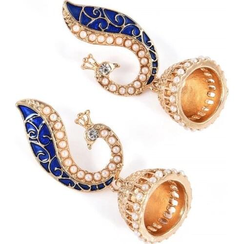 Peacock Bird Bell Shape Pendant Earrings Womens Earrings New Fashion Metal Crystal Inlaid Earrings Accessories Party Jewelry