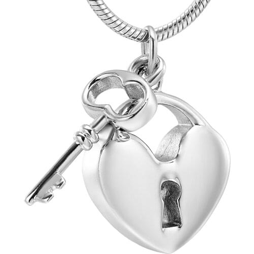 K11532 Heart Lock with Key Memorial Cremation Jewelry for Ashes Pendant Locket Stainless Steel Keepsake Funeral Urn Necklace