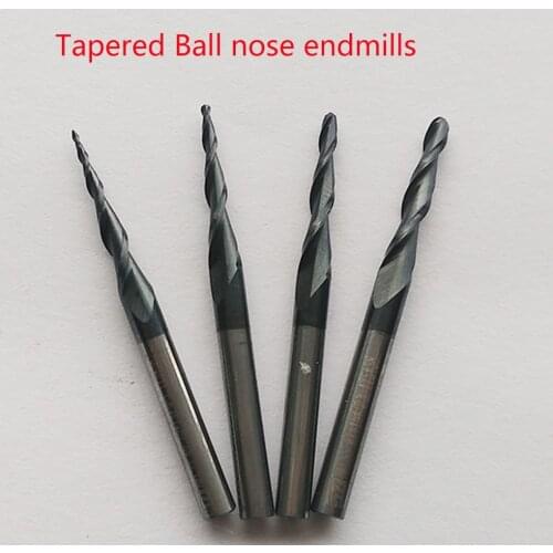 Jerray R0.25/R0.5/R0.75/R1/R1.5/R2 shank 3.175/4/6/8mm solid carbide tapered endmills CNC engraving milling cutters Router bits