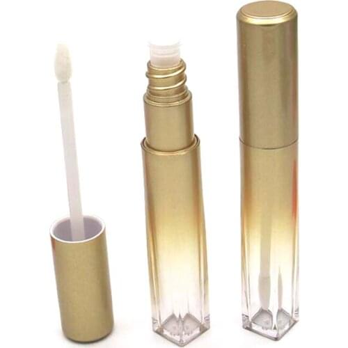 7ML Cosmetic Clear Lipstick Tube with Gold Cap, DIY Empty Beauty Lip Gloss Bottle, Lips Makeup Refillable Containers