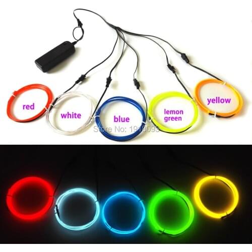 Hot New For DIY LED Strip toys craft Car Model decor 2.3mm 1Meter x 5pieces multicolor Crazy el wire flexible neon glowing light