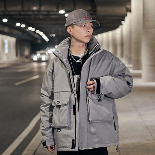 Men Down Jacket Winter New Thick Cotton Jacket Casual Stand-Up Collar Down Jacket Mens Loose Warm Jacket