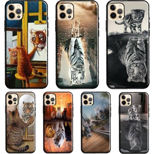 Animal Big Cat Kitten Tiger Soft Cover For iPhone 11 12 Pro Max XS XR X 12 mini SE 2020 5S 6S 7 8 Plus Phone Case
