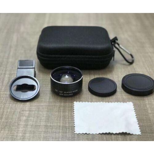Phone Camera Lens Angle Kit 0.45x Wide Angle + 128 Degree Super Wide Angle + 20X Macro Lens with Clips-On
