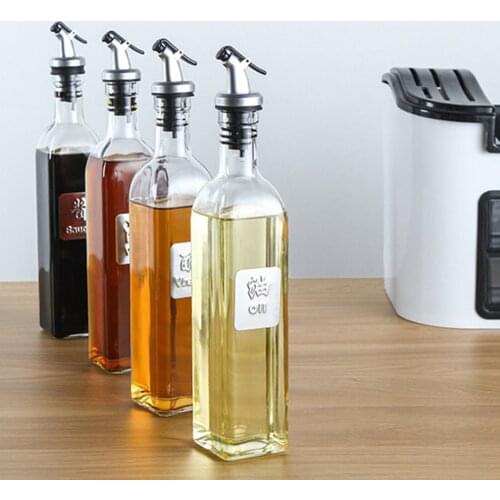 17oz Glass Olive Oil Bottle Set 500ml Oil & Vinegar Cruet with Pourers and Funnel Carafe Decanter for Kitchen