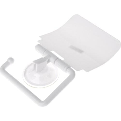 Wall Mounted Plastic Suction Cup Bathroom Toilet Paper Roll Holder With Cover