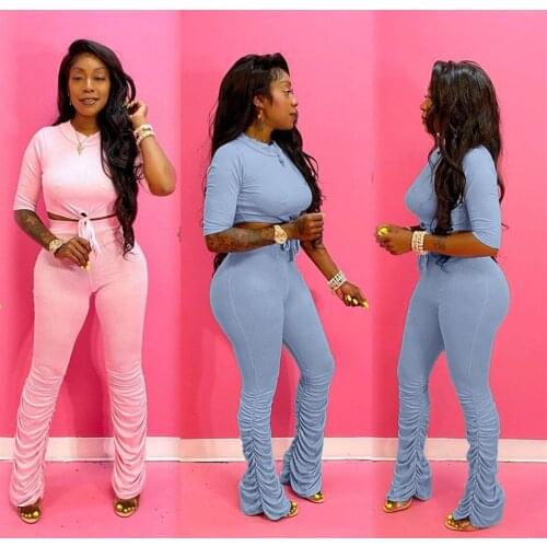 Ueteey New Two-piece Casual Folds Solid Women Pant Set
