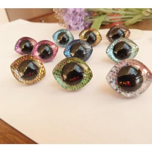 New items 23x28mm oval style clear toy eyes plastic safety glitter eyes& glitter Nonwovens & white hard washer--color option--sp