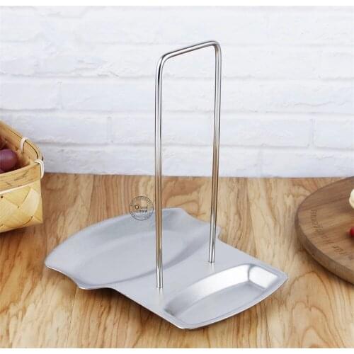 Stand-Type Spatula Shelf Pot Lid Rack with Drain Tray Kitchen Pan Cover Holder Stainless Steel Multifunctional Spoon Rests