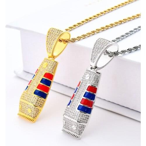 Hip Hop Jewelry Iced Out Shaver Pendant Necklace With Gold Chain New Fashion Micro Pave Zircon Mens Necklace