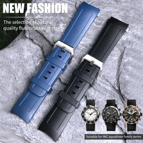 22mm High Quality rubber silicone watch band special for IWC Aquatimer Family IW3768/3290/3568/3767 Waterproof Black Blue strap