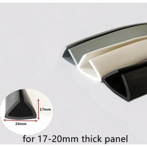 Rubber U Sealing Strip 17x24mm 20mm thick Glass Metal Car Wood Panel Board Flat Edge Encloser Shield White Gray Black