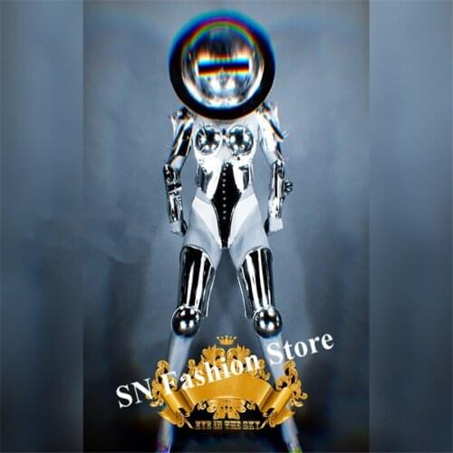 K44 Space performance stage wears mirror costumes dj dress robot suit ballroom dance bodysuit bar clothe party outfit prom ktv