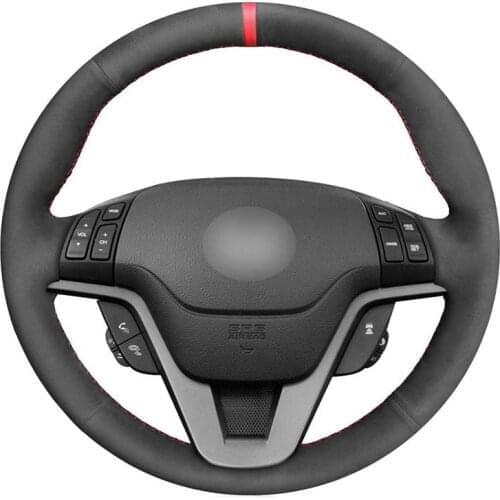 Hand-stitched Black Suede Custom Car Steering Wheel Cover for Honda CR-V CRV 2007 2008 2009 2010 2011