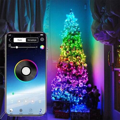 Smart Bluetooth Christmas Tree Decoration Festoon LED light String USB 2021 New Year Outdoor Home Holiday RGB Christmas lights