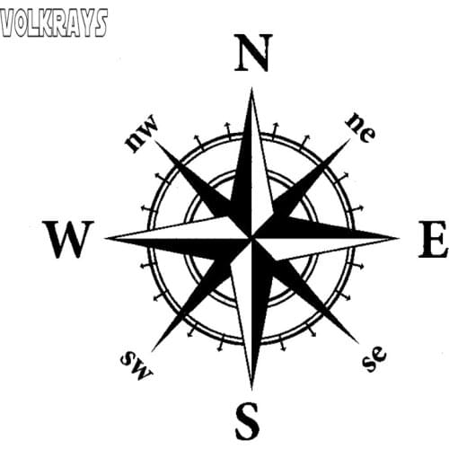 Volkrays Personality Car Sticker Nswe Originality Nautical Compass Accessories Reflective Sunscreen Vinyl Decal,13cm*13cm
