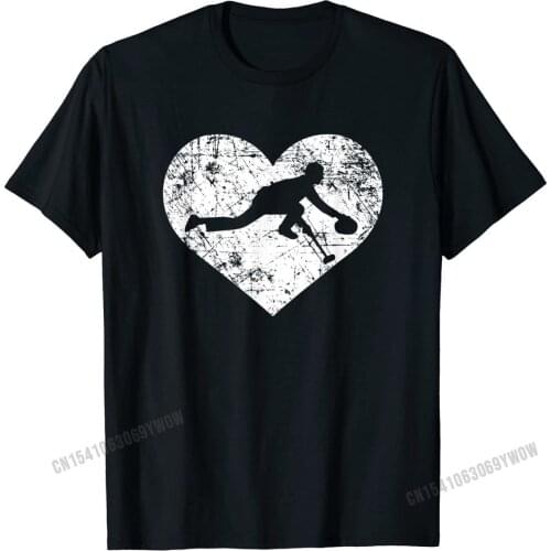 I Love Curling Shirt Funny Cute Curler Heart Team Sport Gift Tops T Shirt Company Customized Cotton Mens T Shirt Normal