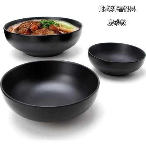 Japanese Ramen Bowl Frosted Black Large Bowl Noodle Plastic Bowl Imitation Porcelain Tableware Tableware Spicy Hot Bowl