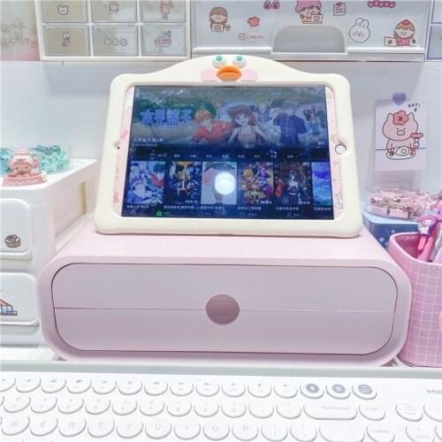 ABS Multifunction Pink Stationery Storage Box Desk Organizer Filing Cabinet Drawer Cute Pen Holder Shelf Home Office Supplies
