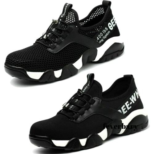 Work Safety Shoes For Men Breathable Air Mesh Work Boots Steel Toe Cap Anti-Smashing Construction Safety Work Sneakers