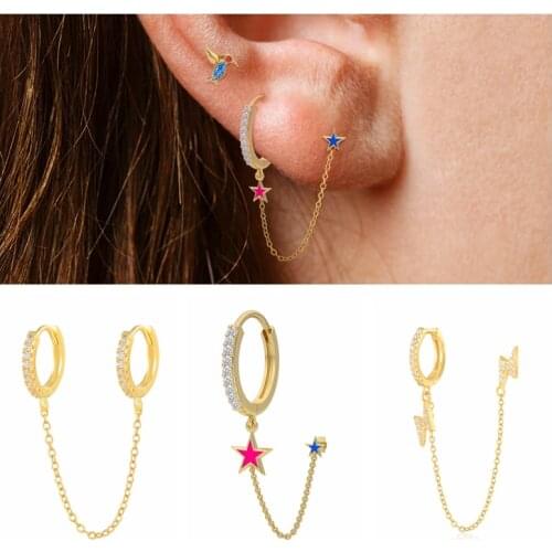 CANNER 2021 Trend Fine Jewelry 925 Sterling Silver Earrings Chain Punk Stud/Hoop Ear rings For Women Engagement Gift pendientes