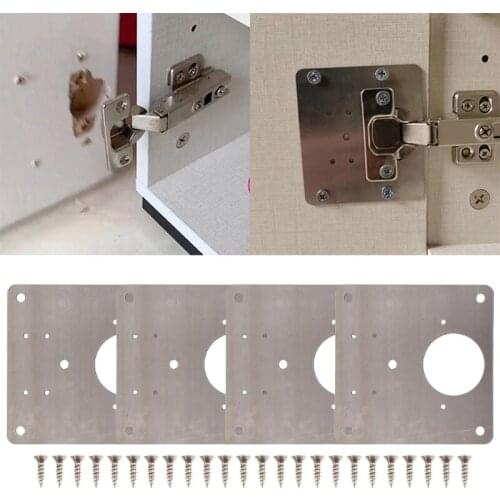 066E Hinge Repair Plate Kitchen Cabinet Door Screws Attach the Folding Door Panels Made of Stainless Steel Fixing Plate
