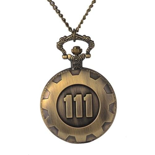 1062Retro style bronze quartz pocket watch cartoon pattern pocket watch 3 Arabic numerals 111 pocket watch with necklace