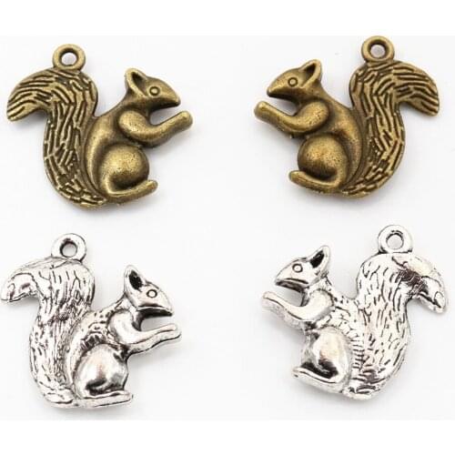 21x20mm 10pcs Antique Bronze and Antique Silver Plated Squirrel Handmade Charms Pendant:DIY for bracelet necklace