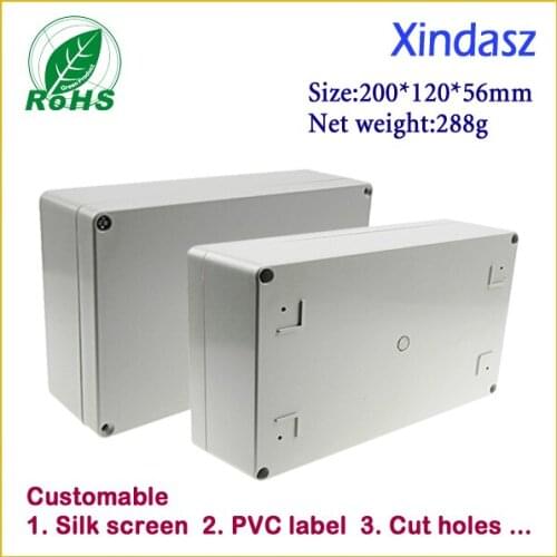 5pcs/Lot 200*120*56mm(7.87*4.72*2.20inch)plastic waterproof enclosure plastic pcb enclosures plastic box abs