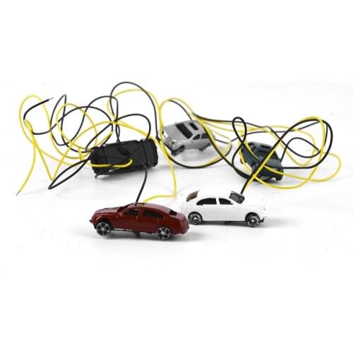 5pcs Assorted Miniature Cars Figures for Diorama Crafts, 9V Pre-wired Lights, 1:200 N Z Scale