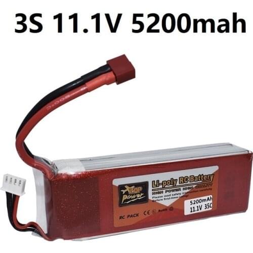 ZOP 11.1V 5200mAh 45C Rechargeable Battery 3S LiPo Battery 11.1V Li-Polymer Battery For RC Helicopters Car Boat RC Drone Battery