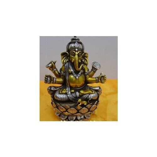 Free shipping 003746 Tibetan Buddhist bronze silver GANESHA INDISCHER GOTT buddha statue 15 cm 1.0 KG
