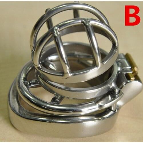 Chastity Device Cock Cage with Metal Anti-drop Ring Stainless Steel Chastity Cage Anti-drop Ring Cockring Toy for Men G199