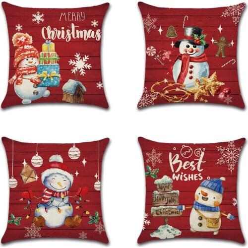 Decorative Christmas Cushion Cover Red Home Decor Sofa Pillow Case Cover Seat Car Throw Pillowcase Christmas Decoration For Home