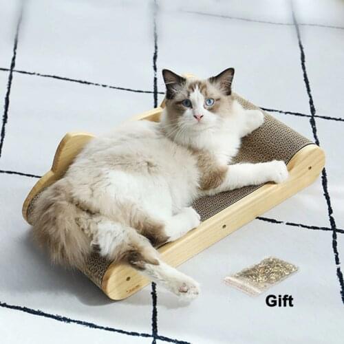 Wood Corrugated Cat Scratcher Board Durable Scratching Toy For Cat Bed Kitten Training Climbing Cat Nail Scraper Mat Furniture