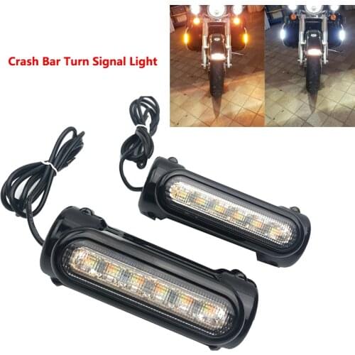 For Crash Bars Harley Motorcycle Touring Bikes Motorcycle Highway Bar Switchback Driving Light White turn Amber