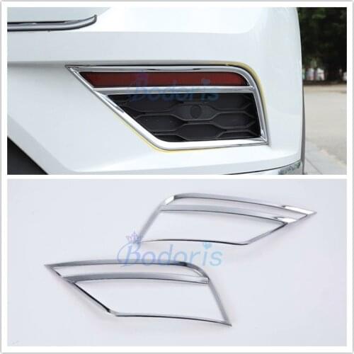 For Volkswagen For VW T-Roc TROC 2018-2020 Chrome Rear Fog Light Lamp Cover Trim Foglight Bumper Garnish Molding Ring Accessory