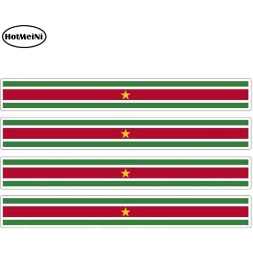 HotMeiNi 13cm x 1.7cm 4pcs Car Stripe Motorcycle Racing Flag Sticker Waterproof Decal Bike Moto Tuning Suriname Car Stickers