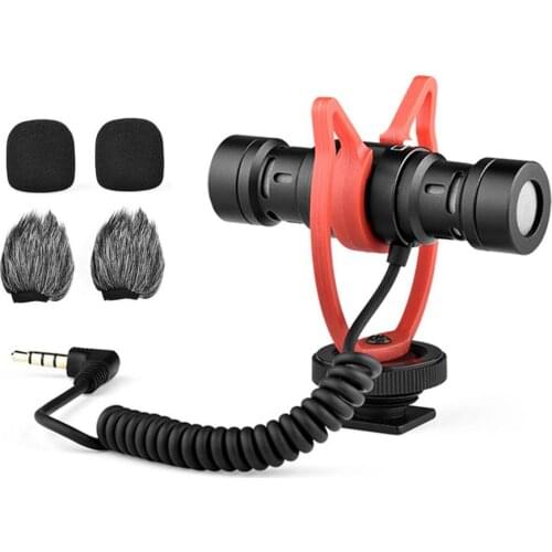 Dual Head Capsule Microphone Recording Dual Cardioid Mic TRS AUX 3.5MM For Vlog Video Studio DSLR Camera Smart Phone Laptop PC