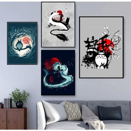 Canvas Prints Totoro Hd Poster Wall Art Spirited Away Painting Classic Anime Movie Pictures Home Decor For Living Room Modular