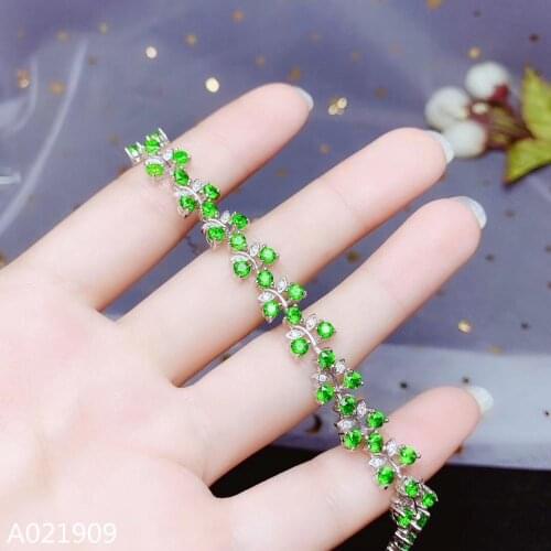 KJJEAXCMY boutique jewelry 925 sterling silver inlaid Natural Diopside gemstone ladies bracelet support detection popular