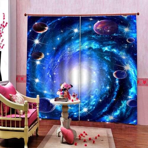 Creative Deisgn 3D Digital Printing Earth Vortex Scenery Window Curtains Sky planet Curtain For Living room bedroom Home Drapes