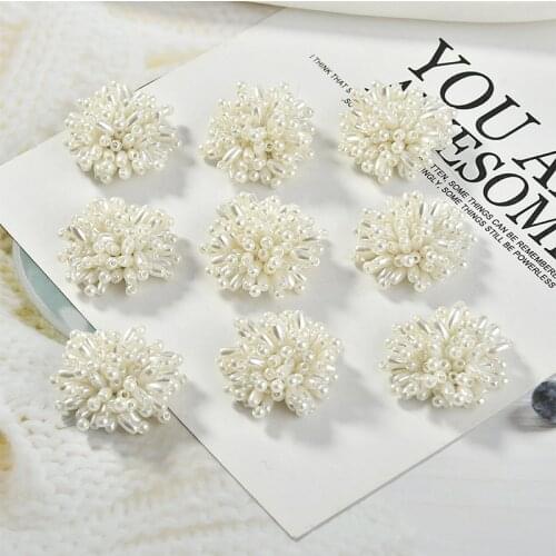 Min order 20pcs/lot beads decoration 31mm geometry round shape handmade Beaded flower diy jewelry earring/hair/garment accessory