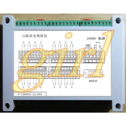 16 way temperature module, K thermocouple Modbus-RTU protocol, with cold terminal temperature compensation JF-16MOC