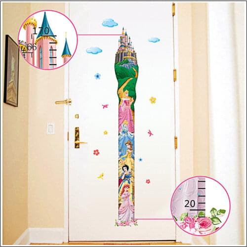 Princess Stickers Castle Height Measure for Kids Children Room Living Room Home Decoration Self Adhesive PVC Wall Stickers