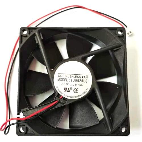 New 2pcs/lot TD9025LS 2PIN 12V 0.16A 9CM 90*90*25MM Hydraulic quiet cooling fan