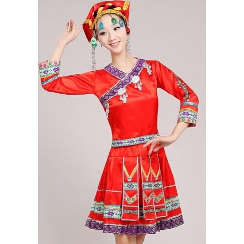 Hmong clothes design women Chinese traditional folk dance costumes modern hmong clothes thnic stage dance wear DD1860